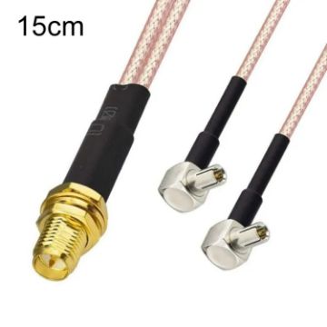 RP-SMA Female to 2 TS9 R WiFi Antenna Extension Cable RG316 15cm - 1