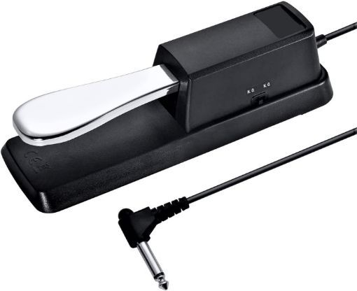 PL-02 6.35mm Connector Piano Sustain Pedal MIDI Synthesizer (Black/Chrome) - 1