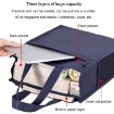 BeiDuoMei A4 Waterproof File Bag, 3-Layer Zipper Folder, Dark Blue - 5