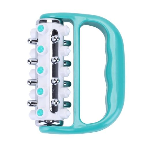 Green Handheld Curved Five-row Iron Column Roller Soothing Massager - 1