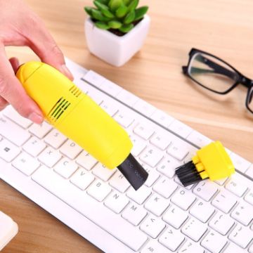 Yellow Mini USB Keyboard Cleaning Brush - Portable Computer Dust Remover - 1