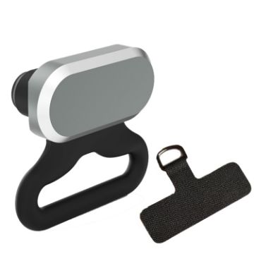 Type-C 2 In 1 Charging Port Dust Plug & Lanyard Set - Gray - 1