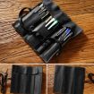 Retro Genuine Leather Pen Case - Crazy Horse Black, Tie Rope & Key - 4