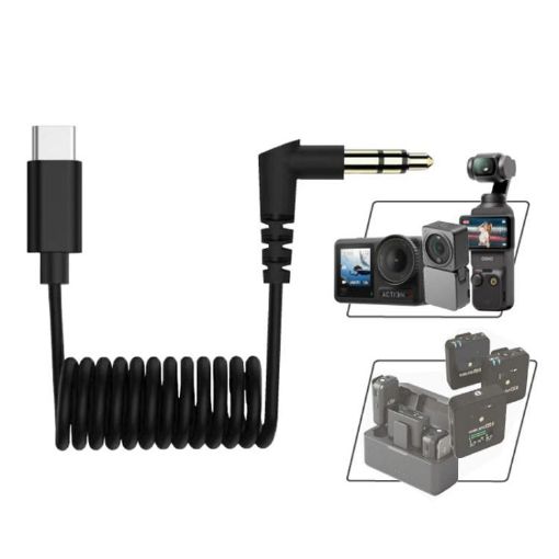 USB-C to 3.5mm Audio Adapter for DJI Osmo Action/Pocket (Black) - 1