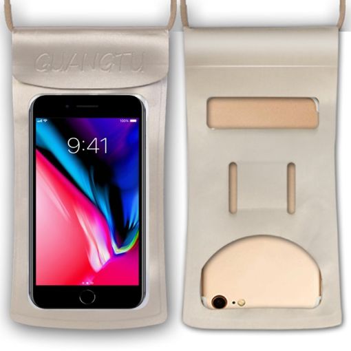 Waterproof TPU Phone Case 30m - Transparent Touch Screen Bag (Champagne) - 1