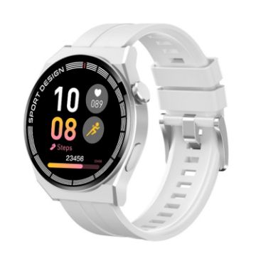 GT3Pro 1.28" Health Monitoring Smart Watch with NFC, Silver Silicone - 1
