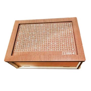 Light Brown Wooden Money Box Piggy Bank with Counter - 2000 Euros Capacity - 1