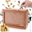 Light Brown Wooden Money Box Piggy Bank with Counter - 2000 Euros Capacity - 2