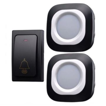 Wireless Smart Doorbell, Battery-Free, 1 For 2 Black (US Plug) - 1