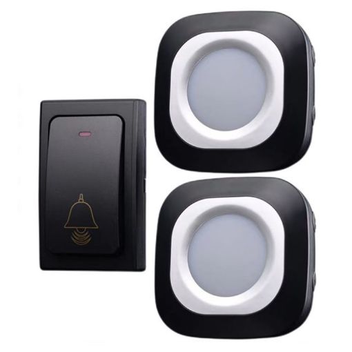 Wireless Smart Doorbell, Battery-Free, 1 For 2 Black (US Plug) - 1