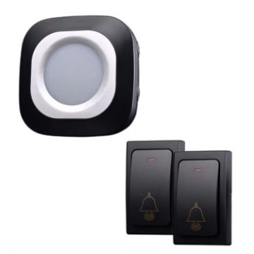 Wireless Smart Doorbell, Battery-Free, 2 For 1 Black (US Plug) - 1
