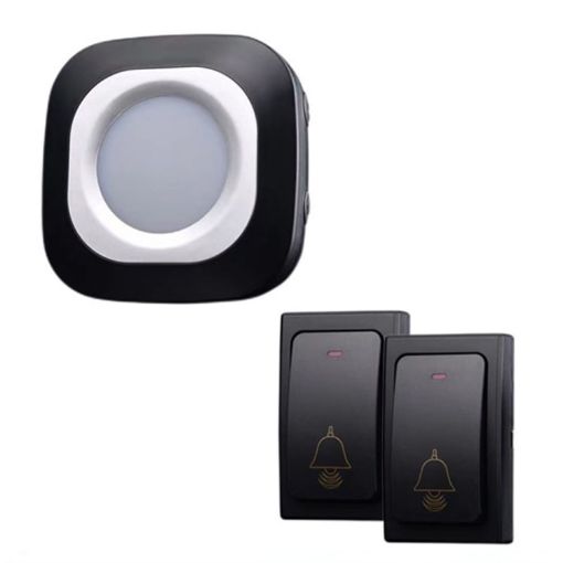 Wireless Home Doorbell, Self-Generated, No Batteries, 2 For 1 Black (UK Plug) - 1