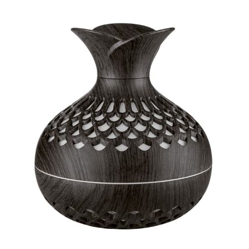 Dark Wood LED Light Aromatherapy Diffuser & Quiet Humidifier Vase 2-in-1 - 1