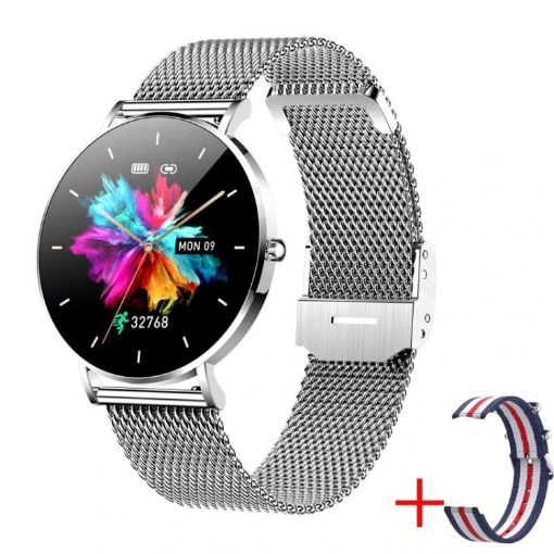 T8 1.3" Silver Gray Smart Watch - Heart Rate/Blood Pressure/Oxygen Monitor - 1