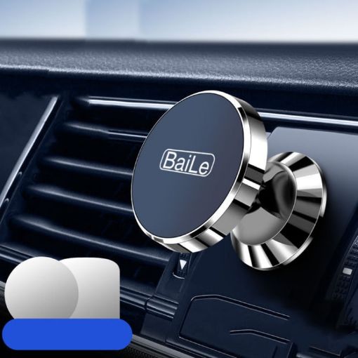 BaiLe Magnetic Car Phone Holder - Universal Dashboard Bracket, Silver - 1