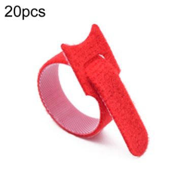 20pcs Red Nylon Tying Straps 12x200mm for Cable Storage Bundle - 1