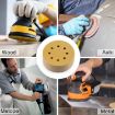 100pcs 5" 8-Hole Sanding Discs P600 Grit 125mm Yellow Flocking Sheets - 7