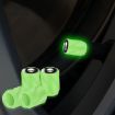 Luminous Car Motorcycle Tire Valve Caps 4pcs - Green White Skull - 1