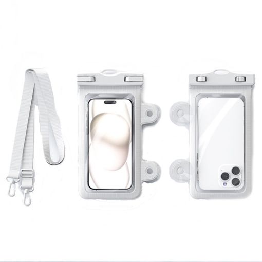 Waterproof Mobile Phone Bag IPX8 30m with Suction Cup & Hooks (White) - 1