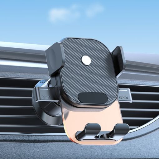 Orange Car Suction Cup Dashboard Phone Holder - Automatic Lock Air Outlet - 1