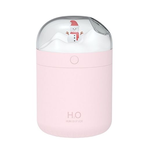 Pink 500ml Snowman Humidifier USB Desktop with Colorful Ambient Light - 1
