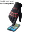 LANYIER Red Motorcycle Riding Gloves Men Velvet Warm Touch Screen  - 5