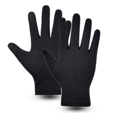 Men's Full Finger Black Outdoor Bicycle Fishing Gloves, Breathable Anti-UV - 1