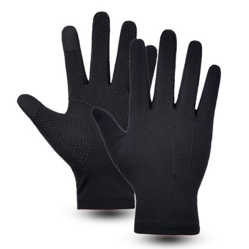 Men's Full Finger Black Outdoor Bicycle Fishing Gloves, Breathable Anti-UV - 1