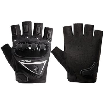 Men's Gray Half Finger Motorcycle Gloves - Tactical, Hiking, Outdoor Sports - 1