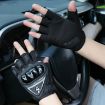 Motorcycle Half Finger Gloves Men Outdoor Riding Tactical, Red, Avg Size - 2