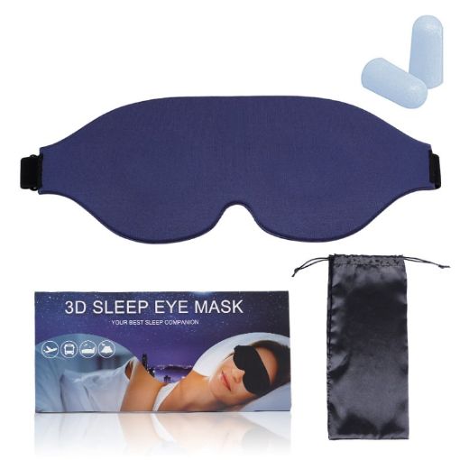 4 In 1 3D Sleep Eye Mask - Memory Foam Non-pressure Blindfold (Blue) - 1