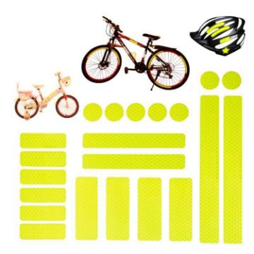 Electric Bike Honeycomb Reflective Safety Stickers, 21 In 1, Fluorescent Yellow - 1