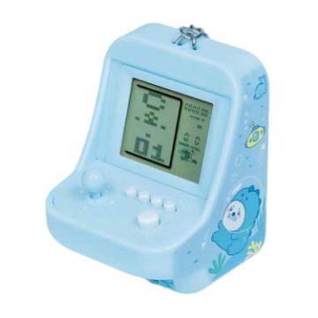 Mini Blue Arcade Game Keychain - Portable Building Block Toy Gift - 1