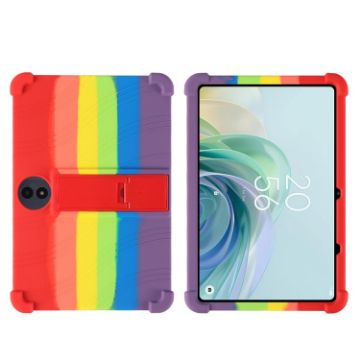 TCL TAB 11 FE Shockproof Silicone Case with Holder - Rainbow Color - 1