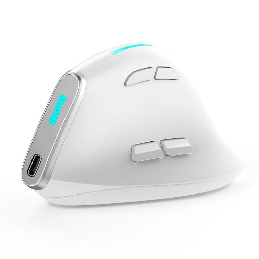 ZELOTES F36 Ergonomic Vertical Mouse, 9-Keys, Dual Bluetooth + 2.4G, White - 1