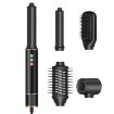 5 in 1 Hot Air Comb Curling Negative Ion Hair Dryer - Black Gold EU Plug - 1