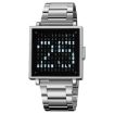 SKMEI Silver Steel Band Men's Square Electronic Watch - Multi-function Display - 1