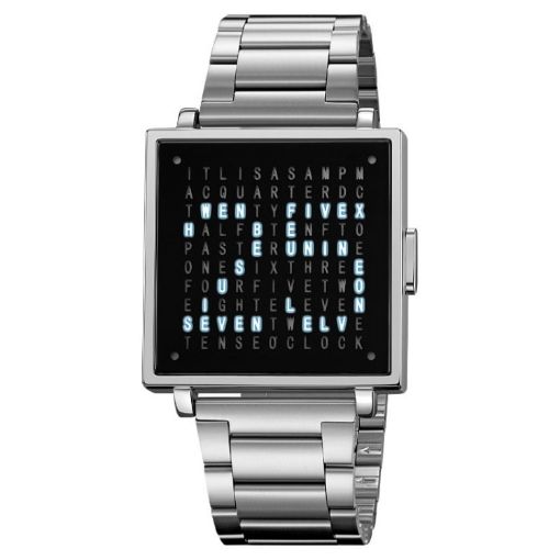 SKMEI Silver Steel Band Men's Square Electronic Watch - Multi-function Display - 1