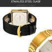 SKMEI Men's Black Steel Band Square Electronic Watch with Letter Display - 5