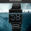 SKMEI Men's Black Steel Band Square Electronic Watch with Letter Display - 7