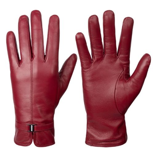 Women's Red Sheepskin Wool Fleece Lined Touchscreen Snow Gloves, Size S - 1