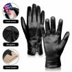 Women's Red Sheepskin Wool Fleece Lined Touchscreen Snow Gloves, Size S - 2