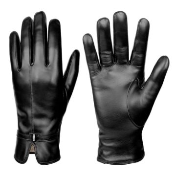 Women's Black Sheepskin Wool Fleece Lined Touchscreen Gloves, Size L - 1