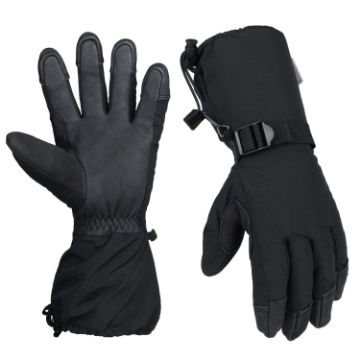 XL Black Winter Ski Snow Gloves for Men & Women - Five-Finger Style - 1