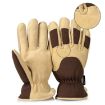 Deerskin Leather Thermal Gloves for Cold Weather Work, Size M - 2