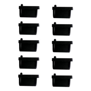 USB 2.0 Female Port Dust Plug Set - 10pcs Silicone Cover, Black - 1