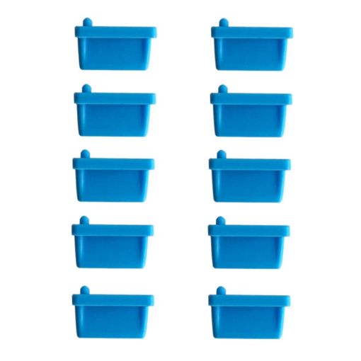 USB 2.0 Female Port Dust Plug Set - 10pcs Silicone Cover, Blue - 1