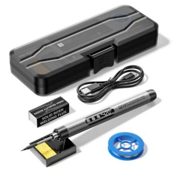 USB Digital Display Soldering Iron Set, 5-Speed Temp Adjustable, Gray - 1