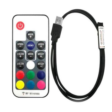 RF Wireless Dimmable LED Strip Light Controller - 17 Keys USB - 1