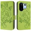 Vivo S30 Pro Mini Green Embossed Rose RFID Anti-theft Leather Case - 2